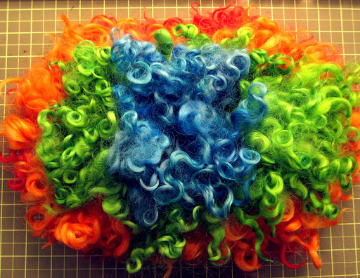 This is a rainbow wig I also made for Sharkey.