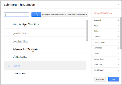 Google Docs Schriften verwalten