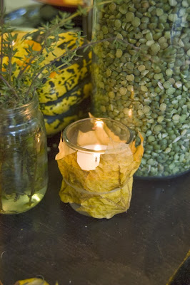 leaf wrapped candles