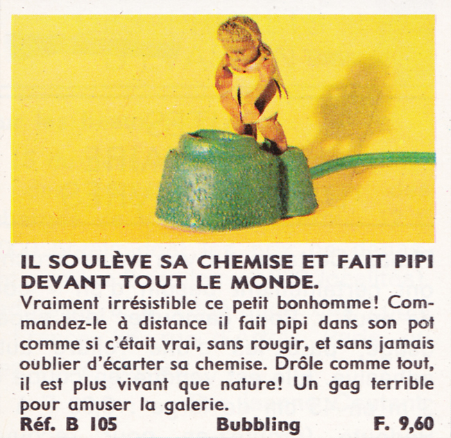 Publicité vintage : Il soulève sa chemise et fait pipi devant tout le monde. - Pour vous Madame, pour vous Monsieur, des publicités, illustrations et rédactionnels choisis avec amour dans des publications des années 50, 60 et 70. Popcards Factory vous offre des divertissements de qualité. Vous pouvez également nous retrouver sur www.popcards.fr et www.filmfix.fr