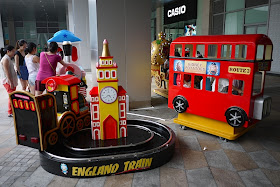 an England Train and a red double-decker bus ride for kids at a mall in Shenzhen, China
