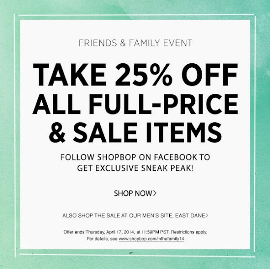 Shopbop Friends and Family Sale 
