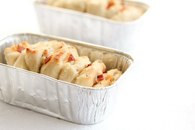 photo of a Pizza Pull Apart Bread in a loaf pan
