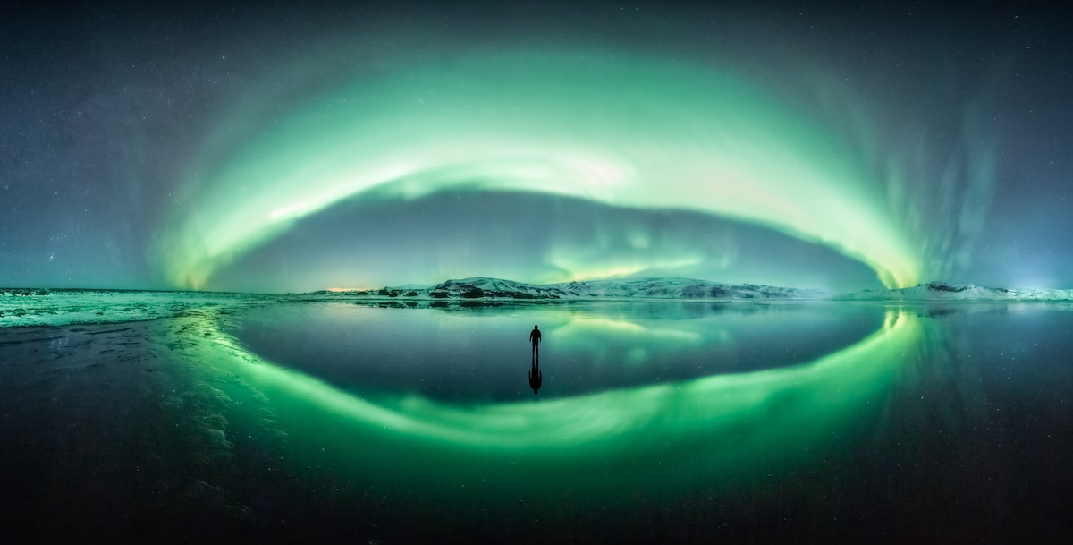 Northern Lights Over Water