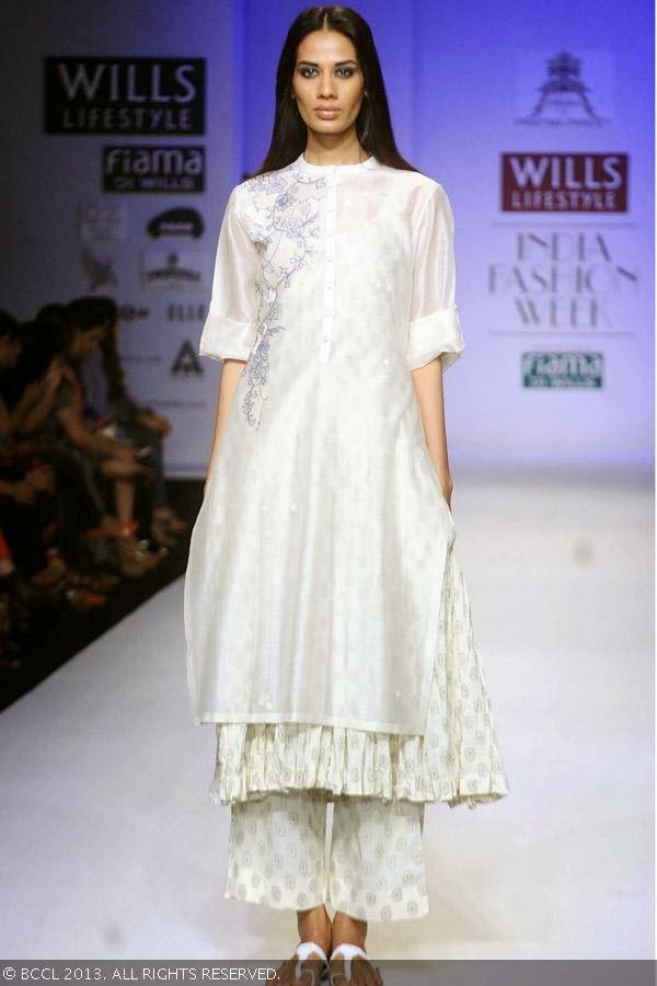 Sony showcases a creation by fashion designer Pratima Pandey on Day 3 of Wills Lifestyle India Fashion Week (WIFW) Spring/Summer 2014, held in Delhi.