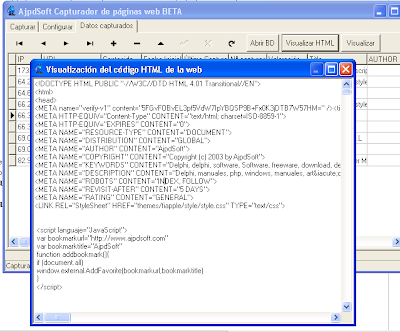 AjpdSoft Capturador de pginas web en funcionamiento - Cdigo fuente completo gratuito en Delphi 6