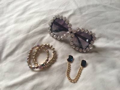 Chicwish Bracelet Set + Collar Chain + Crystal Sunglasses