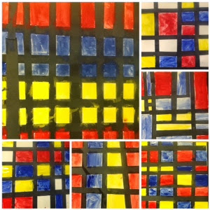 Fayston Elementary Art: Mondrian Squares in Primary Colors