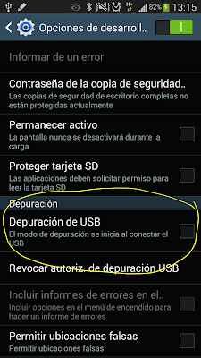 Depuración de USB - Note3