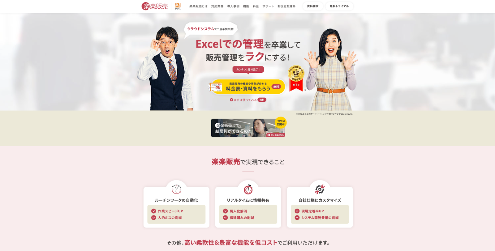 楽々販売のサービスサイト