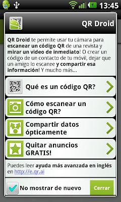 Escanear códigos QR con smartphone Samsung Galaxy SII y aplicación QR Droid