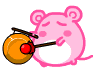 pink mouse tocando platillo chino campana