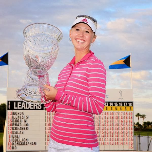 Jessica Korda's unusual birdie at the 72nd hole lifted her to a one-shot triumph over Stacy Lewis Sunday in the season-opening Bahamas LPGA Classic. 