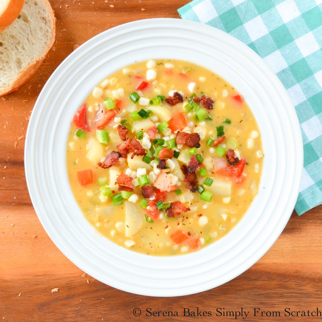 Cheddar Bacon Corn and Potato Chowder | Serena Bakes Simply From Scratch