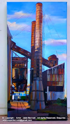 Urban decay in the Bays Precinct - plein air oil Painting of White Bay Power Station by industrial heritage artist Jane Bennett
