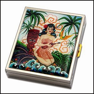  Classic Hardware Vanity Case Condom Caddy or Vitamin Box Tiki Girl Tattoo Art