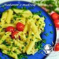 makaron penne z wędzoną makrelą