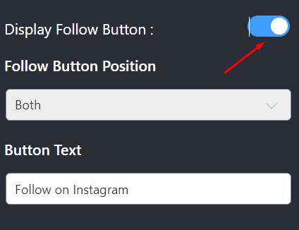 Display follow button Instagram settings