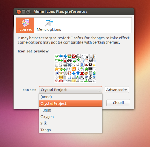 Menu Icons Plus - Preferenze