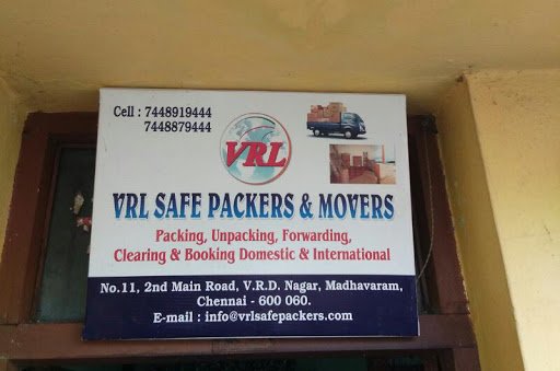 VRL Safe Packers and Movers, 11, 2nd Main Road, VRD Nagar, Madhavaram, Chennai, Tamil Nadu 600060, India, Removalist, state TN
