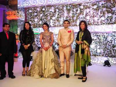 Kim, Kashish, Nayan, Zeenat Aman during Nayan Raheja's wedding reception, hosted by Navin Raheja and held at hotel Taj Palace, New Delhi.