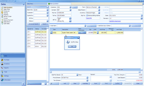 Sales Quotation confirm