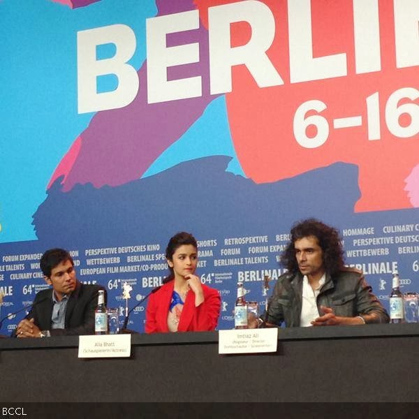 Randeep Hooda, Alia Bhatt and director Imtiaz Ali during the International Film Festival Berlinale in Berlin, on February 13, 2014. (Pic: Viral Bhayani)