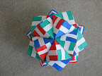 Icosahedron from Striped Sonobe unit from Meenakshi Mukerji's "Marvelous Modular Origami".