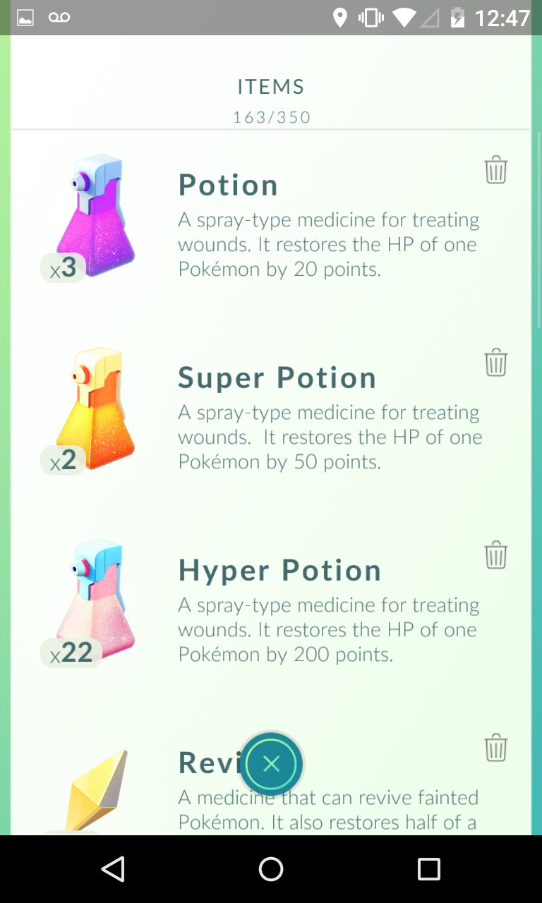 healing potions in pokemon go