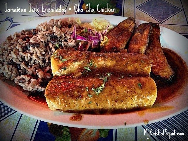 Cha Cha Chicken - Jamaican jerk enchiladas