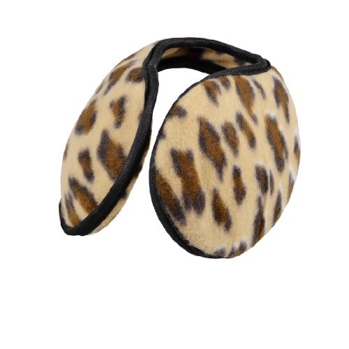 Como Women Men Brown Beige Leopard Pattern Winter Ear Warmers Back Earmuffs