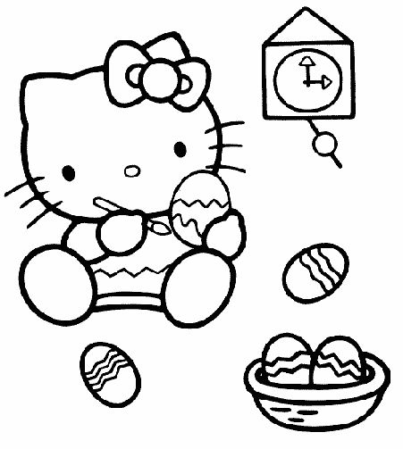 Easter Hello Kitty coloring pages