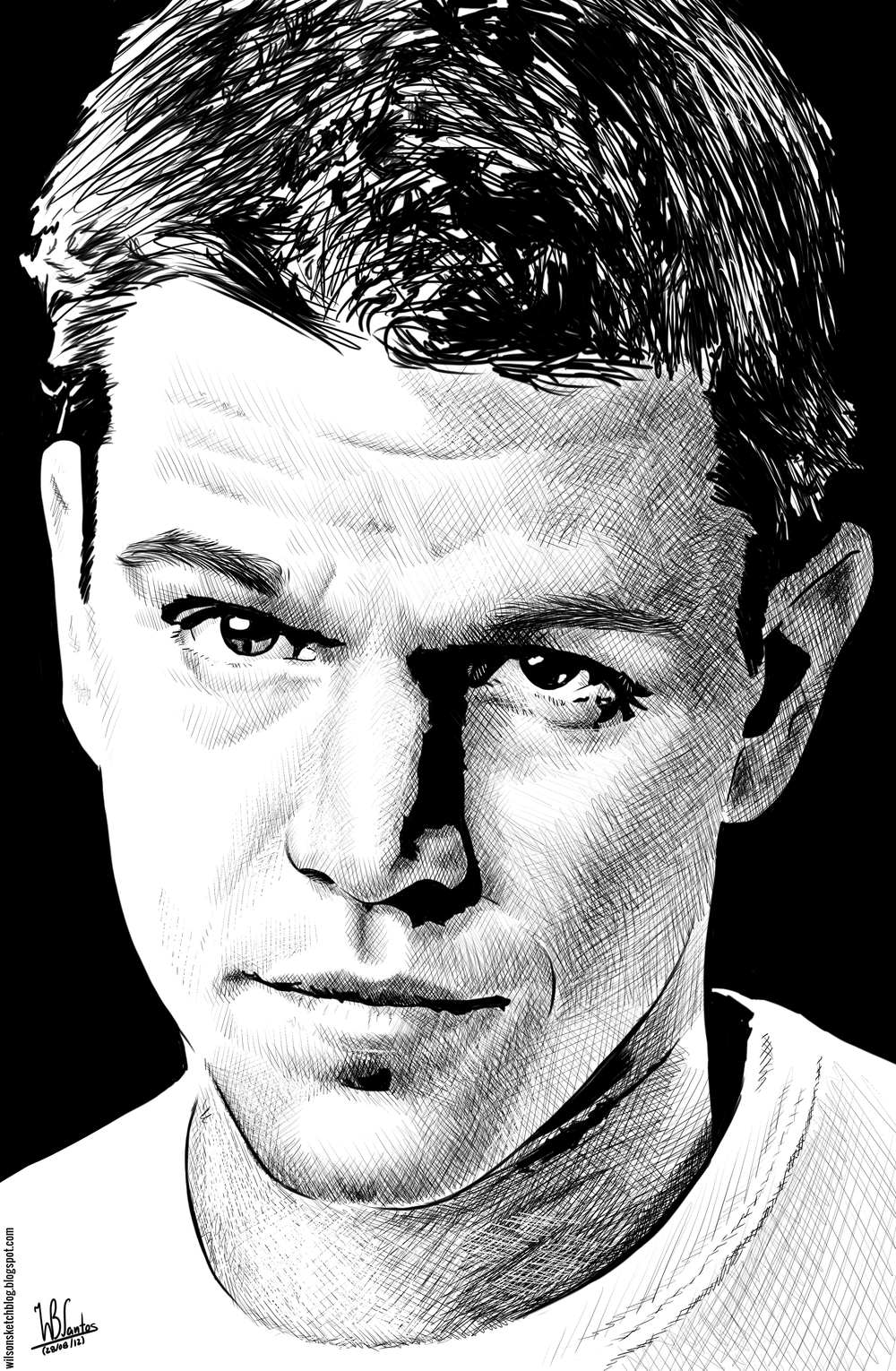 Matt Damon (Ink drawing)