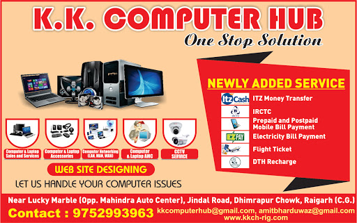 KK Computer Hub, opp. mahindra auto center Raigarh, Jindal Rd, Chhattisgarh 496001, India, Computer_Software_Shop, state CT
