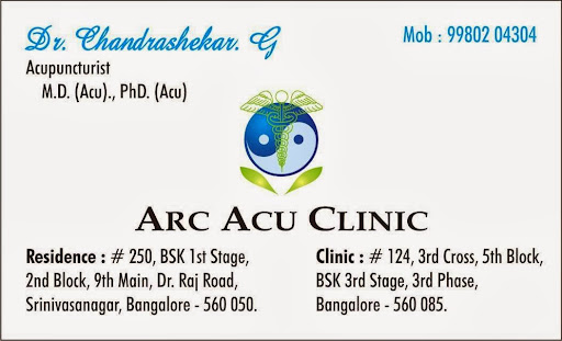 ARC Acu Clinic, #124, 3rd Cross, 5th Block,, BSK 3rd Stage, 3rd Phase,, Bengaluru, Karnataka 560085, India, Acupuncture_Clinic, state KA