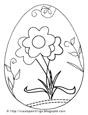Easter egg with daisies - printable coloring page 6