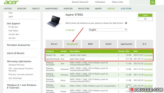 download Acer Aspire 9110 repair manual from acer server