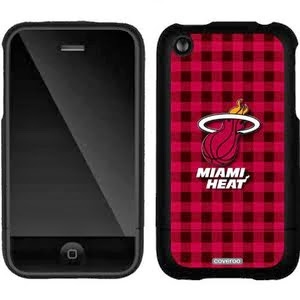 Miami Heat - Plaid Print design on a Black iPhone 3G/3GS Slider Case by Coveroo