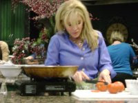 Michelle Huxtable slices the Tomatoes