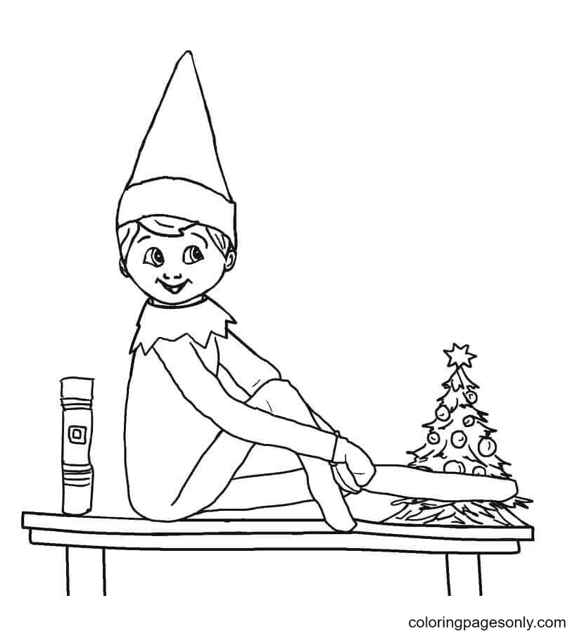 Happy Elf on the Shelf coloring pages