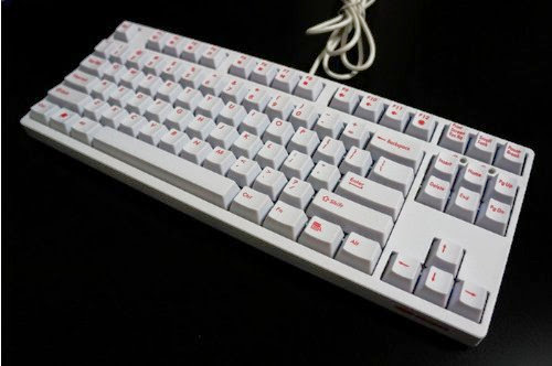  White Noppoo Choc Mid 87 USB NKRO Mechanical Gaming Keyboard Cherry MX switches BLUE/RED Color Character (RED switch + White body)