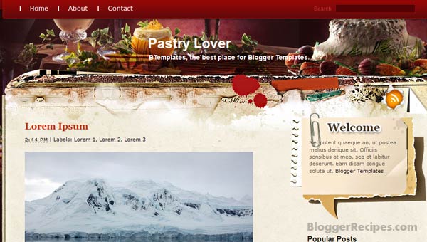 Pastry Lover Blogger Templates