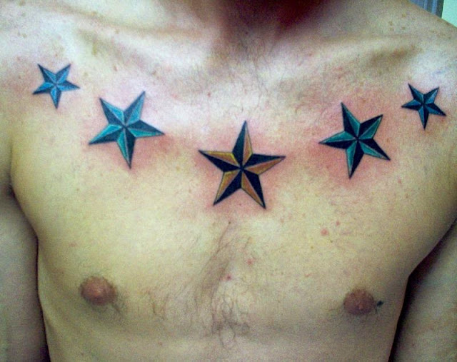 five stars Chest Tattoos