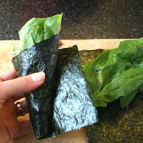 Rouleau de Nori façon temakisushi aux champignons marinés