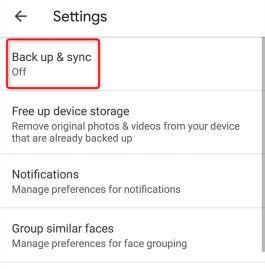 Tap on ‘Back up & sync’ from Settings