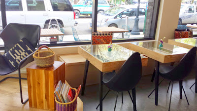 Glyph Café & Art Space interior is clean yet welcoming with carefully curated artistic details