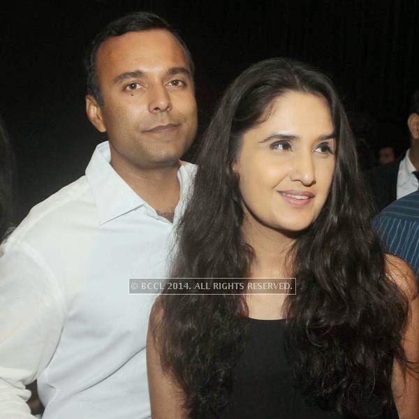 Anil Lepps and Monisha Bajaj at fashion designer Anju Modi's show, held in New Delhi.