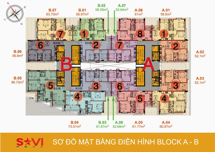 Mặt bằng Block A & B chung cư Sơn Kỳ Mặt bằng Block A & B chung cư Sơn Kỳ