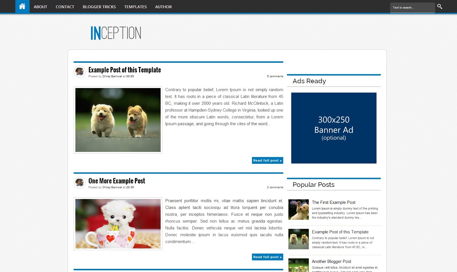 Inception free blogger template download