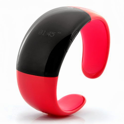  Bluetooth Bracelet with Call Answer/Talk - Time Display, Vibration, Caller ID, Red